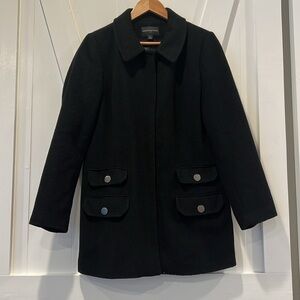 Banana Republic Black Wool Blend Herringbone Coat Size Medium